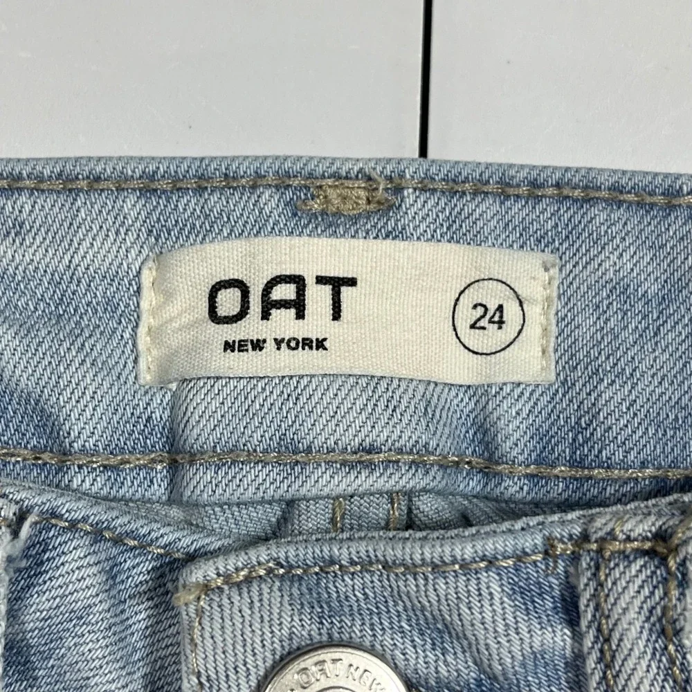 OAT NY Relaxed Wide Leg Crop Jeans Light Wash Denim Womens 24 Streetwear Boho